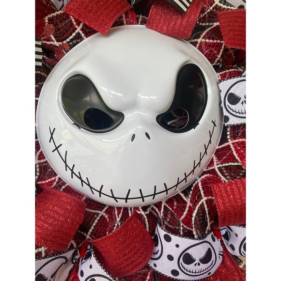 Jack Skellington Halloween Wreath – Nightmare Before Christmas Handmade Decor - Picture 2 of 7